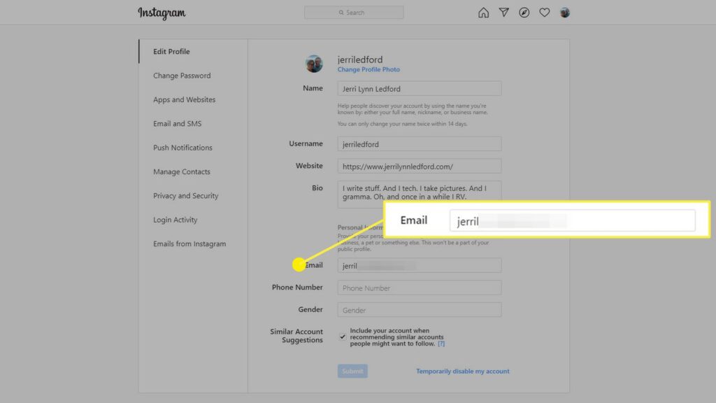 Change Your Email on Instagram